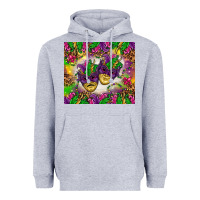 Heather Grey Mardi Gras masks tumbler Heavyweight Hoodie - HowdyJamesFarm