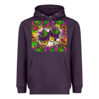 Plum Mardi Gras masks tumbler Heavyweight Hoodie - HowdyJamesFarm