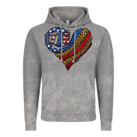 American Western Leopard Flag Heart Vintage Hoodie | Teevron