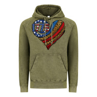 Vintage Olive american western leopard flag heart Vintage Hoodie - Jasminsmagicworld