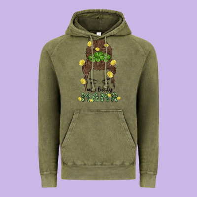 One Lucky Mama Vintage Hoodie Designed By Maliassmallbusiness