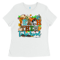 White teach them to be kind with pumpkins and fall Ladies Tee - AdoDesignShop