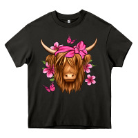 Asphalt floral pink bandana longhaired cow Heavy Core Tee - Jasminsmagicworld