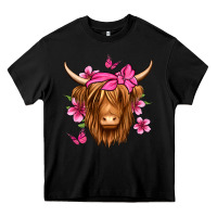 Black floral pink bandana longhaired cow Heavy Core Tee - Jasminsmagicworld