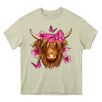Floral Pink Bandana Longhaired Cow Heavy Core Tee | Teevron