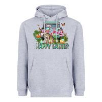 Heather Grey Happy Easter Day Heavyweight Hoodie - CowGirlArtShop