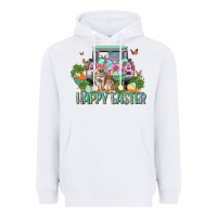 White Happy Easter Day Heavyweight Hoodie - CowGirlArtShop