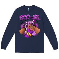 Navy Boo-jee Halloween afro sneakers Long Sleeve Tee - RanaPortraitStore