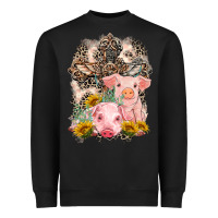 Black Western Pigs with Crosses Heavyweight Sweatshirt - LillyAllenDesigns