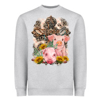 Heather Grey Western Pigs with Crosses Heavyweight Sweatshirt - LillyAllenDesigns
