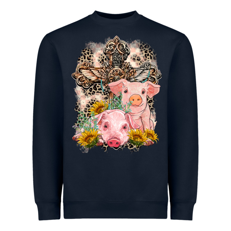 Western Pigs With Crosses Heavyweight Sweatshirt by LillyAllenDesigns | Teevron