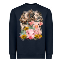 Navy Western Pigs with Crosses Heavyweight Sweatshirt - LillyAllenDesigns