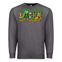 Charcoal Heather Lucky and i gnome it St. Patrick's Day Premium Sweatshirt - CowGirlArtShop