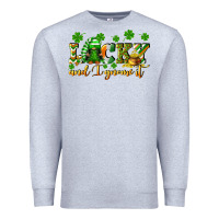 Heather Grey Lucky and i gnome it St. Patrick's Day Premium Sweatshirt - CowGirlArtShop
