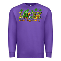 Purple Lucky and i gnome it St. Patrick's Day Premium Sweatshirt - CowGirlArtShop