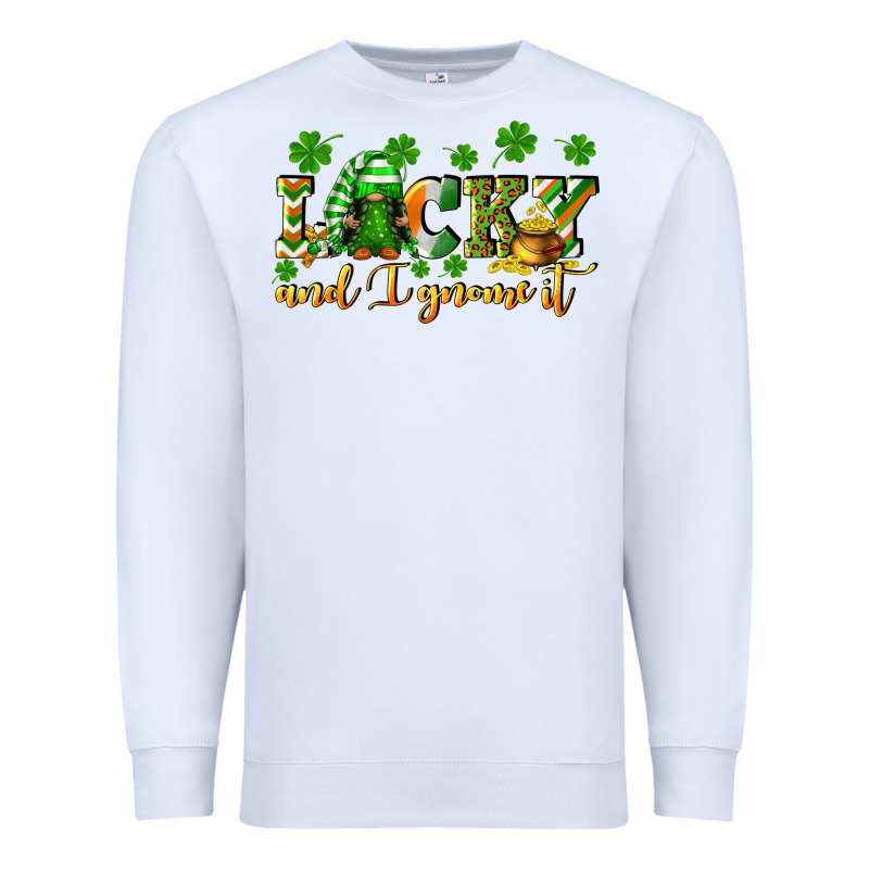 Lucky And I Gnome It St. Patrick's Day Premium Sweatshirt by CowGirlArtShop | Teevron