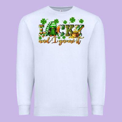 Lucky And I Gnome It St. Patrick's Day Premium Sweatshirt Designed By Cowgirlartshop