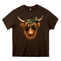 Chocolate Brown camouflage long haired cow Heavy Core Tee - Jasminsmagicworld