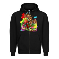 Black Black woman Autism nails Zipper Hoodie - NancyCooperArtShop