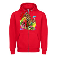 Red Black woman Autism nails Zipper Hoodie - NancyCooperArtShop