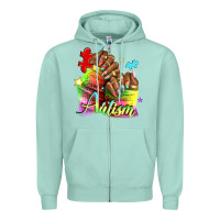 Seafoam Black woman Autism nails Zipper Hoodie - NancyCooperArtShop