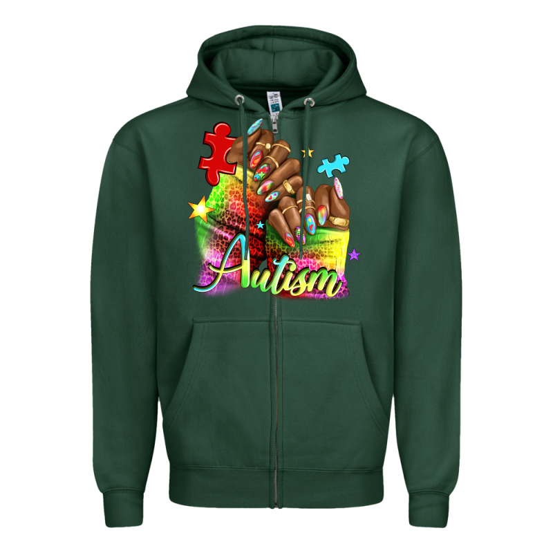 Black Woman Autism Nails Zipper Hoodie by NancyCooperArtShop | Teevron