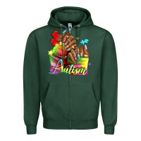 Sports Green Black woman Autism nails Zipper Hoodie - NancyCooperArtShop