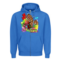 True Royal Black woman Autism nails Zipper Hoodie - NancyCooperArtShop