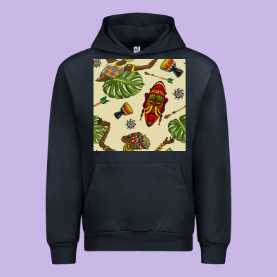 African Woman And Mask Seamless Pattern Urban Hoodie Designed By Bundleandbundleshop