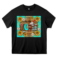 Black sunflower and daisy nurse tumbler Heavy Core Tee - BundleAndBundleShop