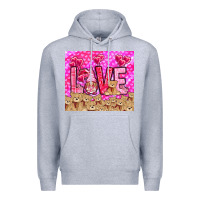 Heather Grey Love gnome with bear tumbler Valentine's Day Premium Hoodie - HowdyJamesFarm