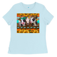 Baby Blue heifers and sunflowers Ladies Tee - Jasminsmagicworld
