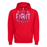 Red pray fight believe breast cancer Zipper Hoodie - texasbilliewilder