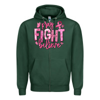 Sports Green pray fight believe breast cancer Zipper Hoodie - texasbilliewilder