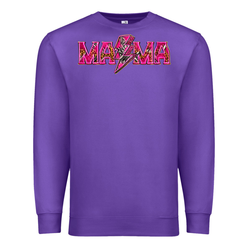 Mama Neon Lightning Bolt Mother's Day Premium Sweatshirt by HowdyJamesFarm | Teevron