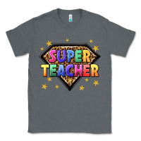 Charcoal Heather super teacher with leopard Classic Tee - NancyCooperArtShop