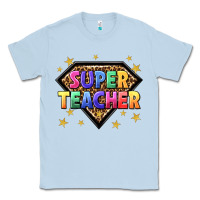 Dusty Blue super teacher with leopard Classic Tee - NancyCooperArtShop