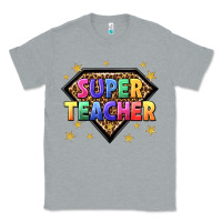 Heather Grey super teacher with leopard Classic Tee - NancyCooperArtShop