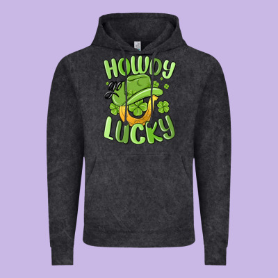 Howdy Go Lucky St Patrics Day Vintage Hoodie Designed By Maliassmallbusiness