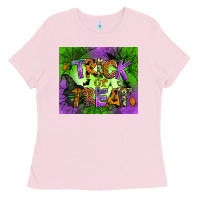 Bubblegum Pink trick or treat mouse pad Ladies Tee - BundleAndBundleShop