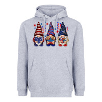 Heather Grey 4th Of July gnomies with stars Heavyweight Hoodie - HowdyJamesFarm