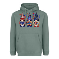 Sage 4th Of July gnomies with stars Heavyweight Hoodie - HowdyJamesFarm