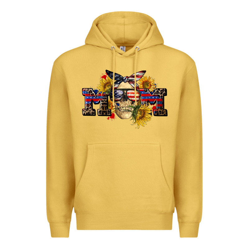 American Mom Skull Premium Hoodie by CowGirlArtShop | Teevron