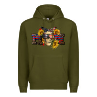 Army Green american mom skull Premium Hoodie - CowGirlArtShop