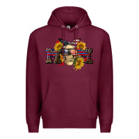 Burgundy american mom skull Premium Hoodie - CowGirlArtShop