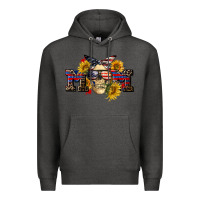 Charcoal Heather american mom skull Premium Hoodie - CowGirlArtShop