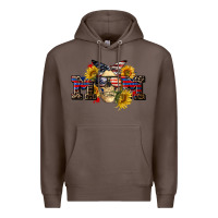 Coffee american mom skull Premium Hoodie - CowGirlArtShop