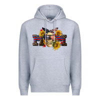 Heather Grey american mom skull Premium Hoodie - CowGirlArtShop