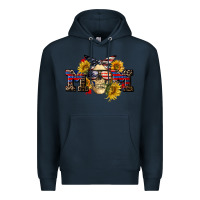 Navy american mom skull Premium Hoodie - CowGirlArtShop