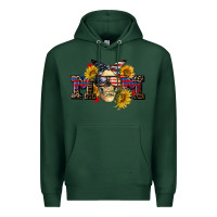 Sports Green american mom skull Premium Hoodie - CowGirlArtShop